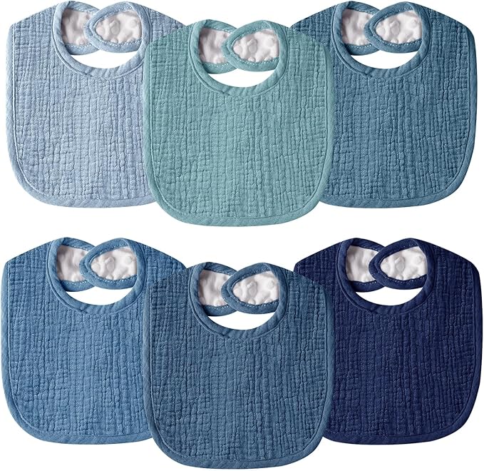 Muslin Baby Bibs for Unisex Boys Girls, Cotton Drool Bibs, Adjustable Newborn by WRRERNSIN