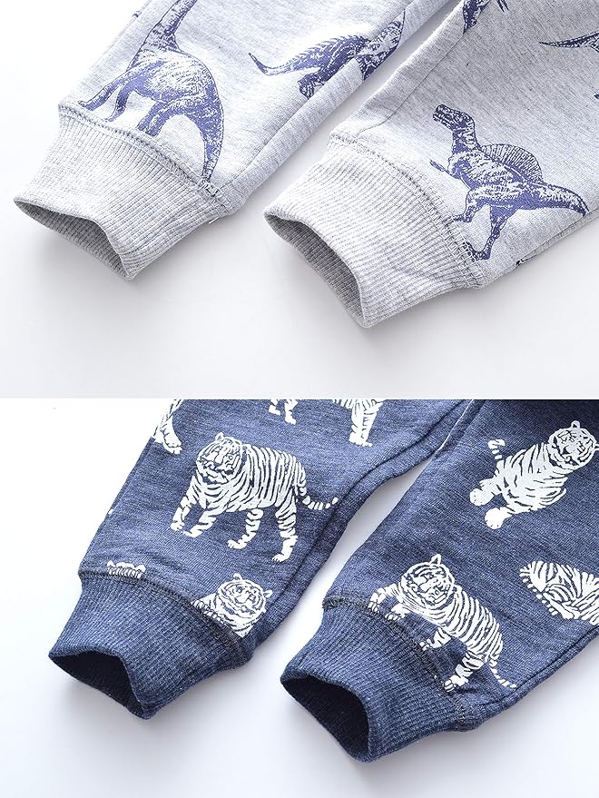 HUAER& Baby Boy's Jogger Pants Dinosaur Car Animal Print Drawstring Elastic - Image 6