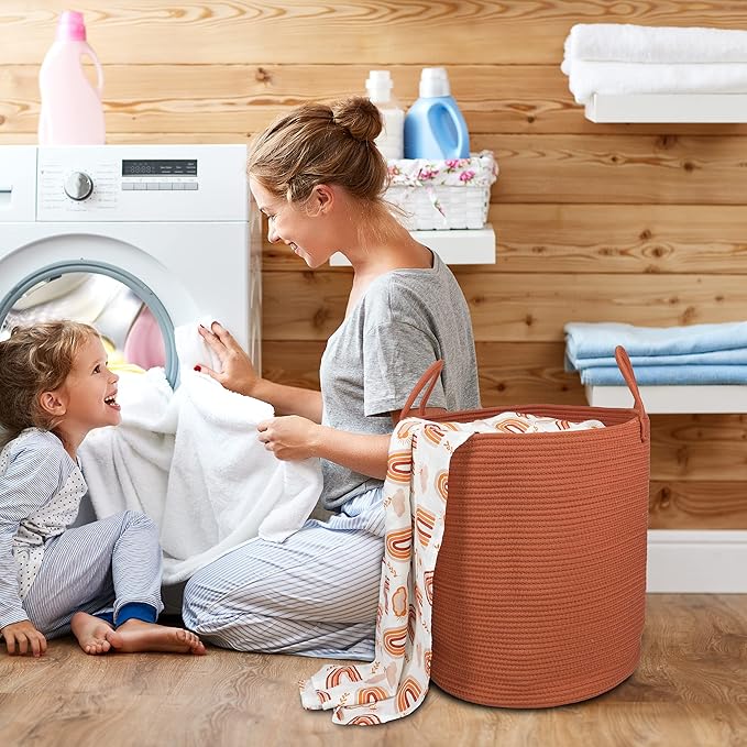 Cotton Rope Laundry Basket Hamper - Image 4