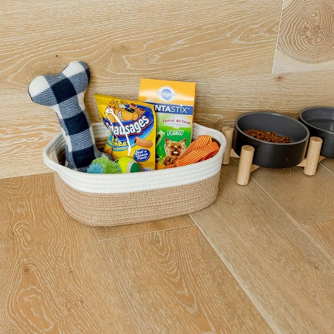 NaturalCozy 5-Piece Rectangle Storage Basket Set- Natural Cotton Rope Woven - Image 7