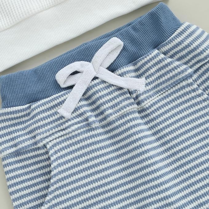 Toddler Baby Boy Fall Clothes Waffle Outfit Long Sleeve Color Blocking - Image 4