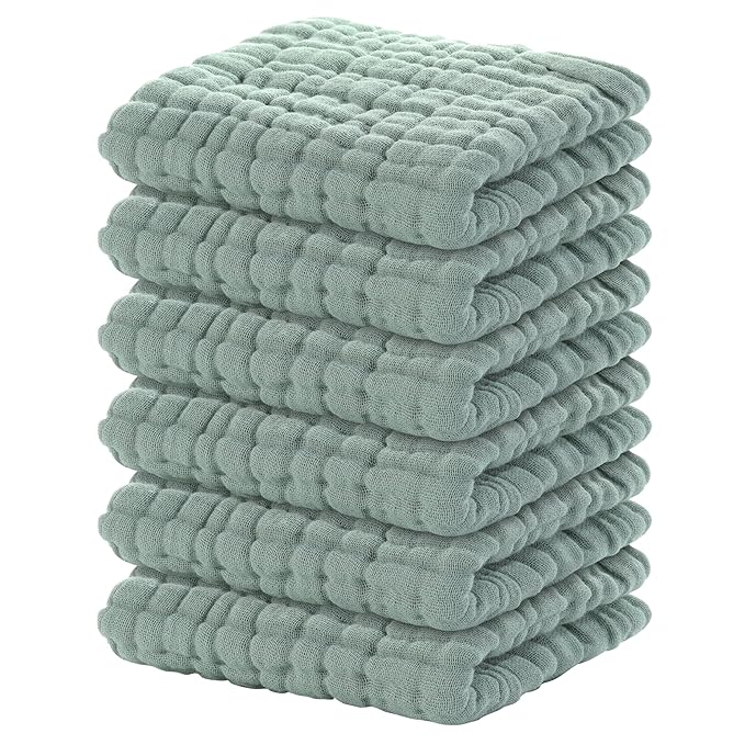 Yoofoss Muslin Baby Washcloths 100% Organic Cotton Face Towels 6 Pack Wash by YOOFOSS