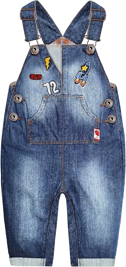 KIDSCOOL SPACE Baby Little Kids Cute Denim Embroidered Fashion Jean Overalls by KidscoolSpaceCallingOutAllTheChildrensDenimLovers