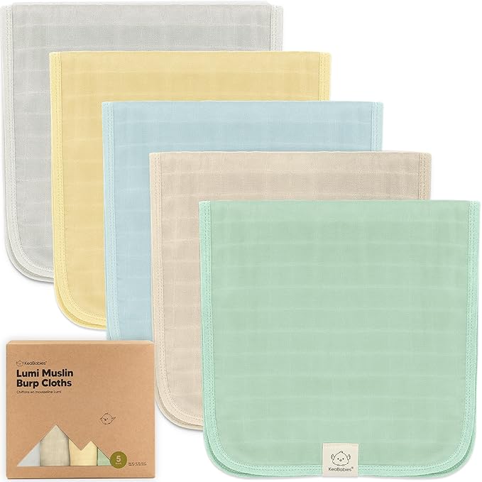 5-Pack Cotton Muslin Burp Cloths Baby Girls, Boys by KeaBabies