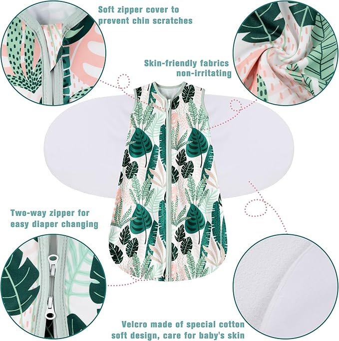 Newborn Sleep Sack Baby Swaddle, 3-6 Months, 3-Way Adjustable Wearable Blanket - Image 5