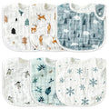 Zainpe 6Pcs Snap Muslin Cotton Baby Bibs Cute Themes Snowflake Penguin Pattern by Zainpe