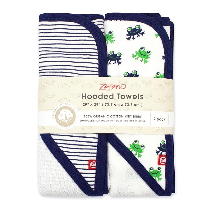 Zutano Hooded Baby Towels, Organic Cotton Baby Bath Towel, Ultra Soft and - Image 2