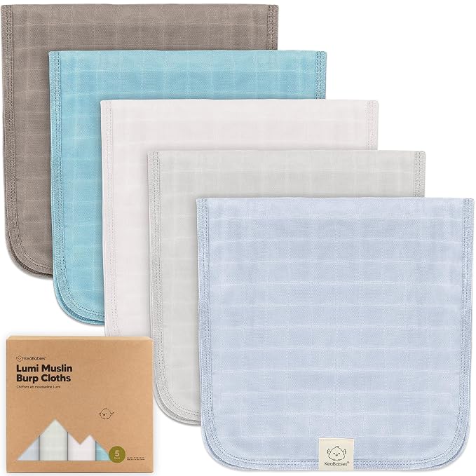 5-Pack Cotton Muslin Burp Cloths Baby Girls, Boys by KeaBabies