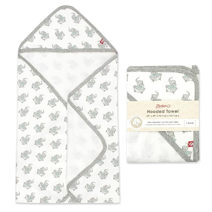 Zutano Hooded Baby Towels, Organic Cotton Baby Bath Towel, Ultra Soft and by Zutano