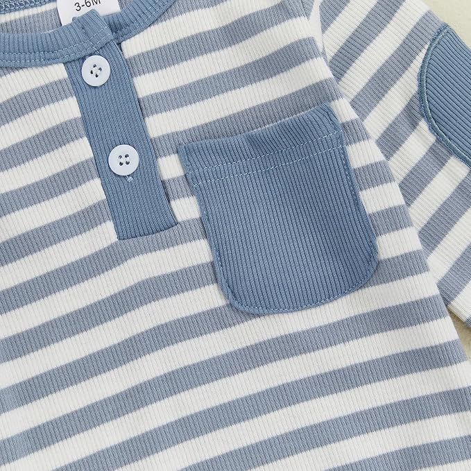 fhutpw Baby Boy Clothes 3 6 12 18 Months Ribbed Knitted Long Sleeve Romper and - Image 5