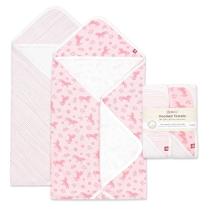 Zutano Hooded Baby Towels, Organic Cotton Baby Bath Towel, Ultra Soft and by Zutano