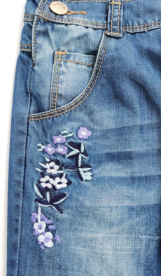 KIDSCOOL SPACE Baby Little Kids Cute Denim Embroidered Fashion Jean Overalls - Image 4