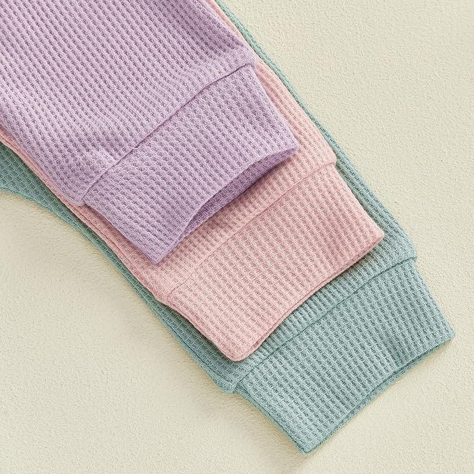 Sejardin Toddler Baby Boy Girl Pants 3 Pack Solid Color Elastic Waist Jogger - Image 7