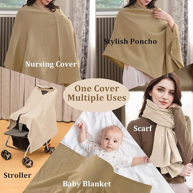 2-Pack Nursing Covers for Breastfeeding, 100% Organic Cotton Muslin - Image 3