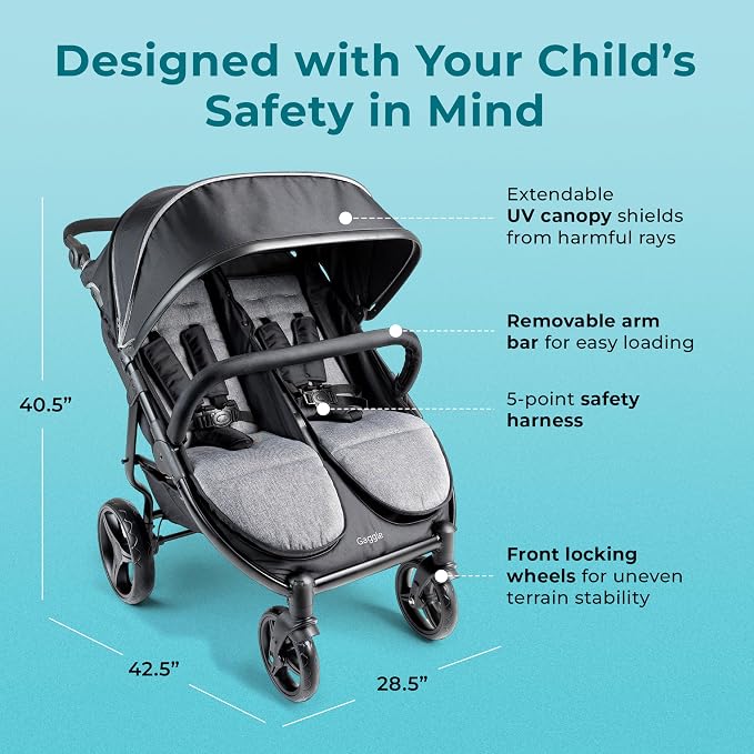 Gaggle by Foundations Roadster Duo Side by Side Double Stroller | Lightweight - Image 2