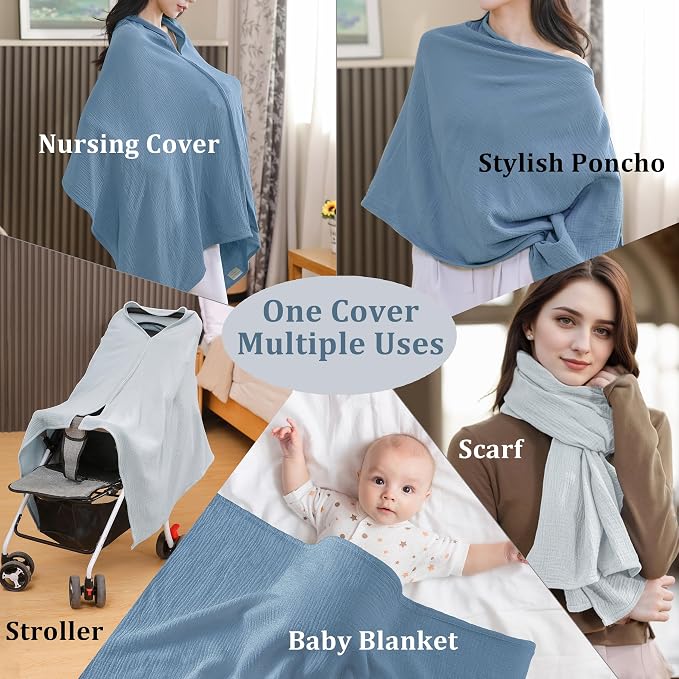 2-Pack Nursing Covers for Breastfeeding, 100% Organic Cotton Muslin - Image 3