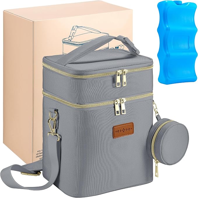 Breastmilk Cooler Bag with Ice Pack & Pacifier Case, Large Double Layer - Image 7
