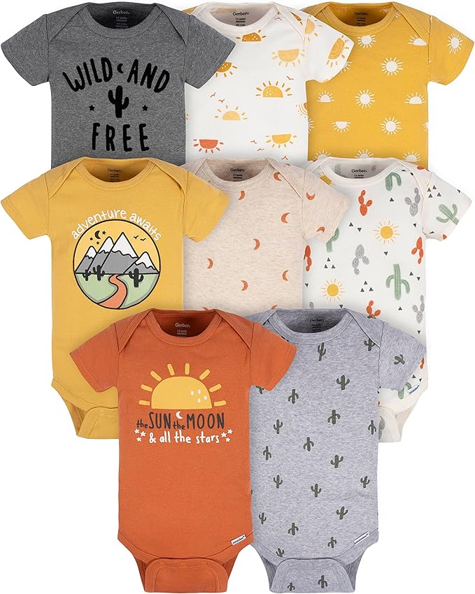 Gerber unisex-baby 8-pack Short Sleeve Onesies Bodysuits by Gerber