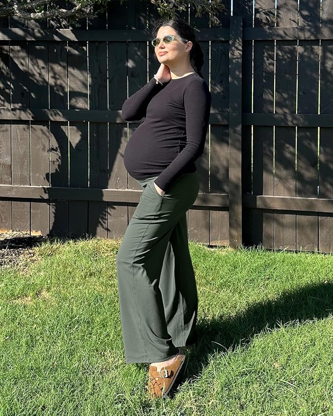 G4Free Maternity Pants Over The Belly Yoga Dress Work Pregnancy Pants Stretchy - Image 4