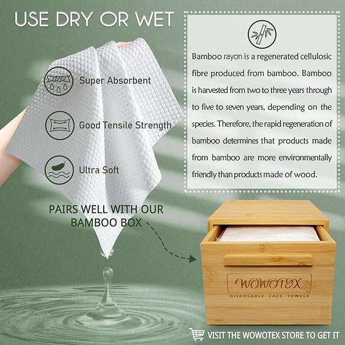 Bamboo Viscose Disposable Face Towel Biodegradable Large Dry Face Wipes 240 - Image 5