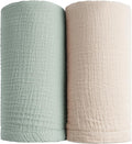 Konssy Muslin Swaddle Blankets for Boys Girls, 2 Pack Receiving Baby Blanket by Konssy