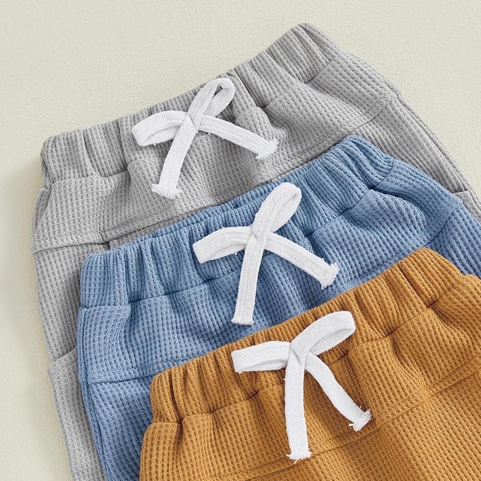 Sejardin Toddler Baby Boy Girl Pants 3 Pack Solid Color Elastic Waist Jogger - Image 6
