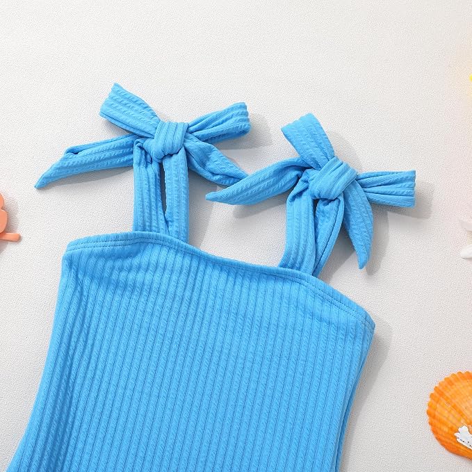 Happy Town Toddler Swimsuit Girl Solid Color Stripe One-Piece Baby Bathing Suits - Image 3