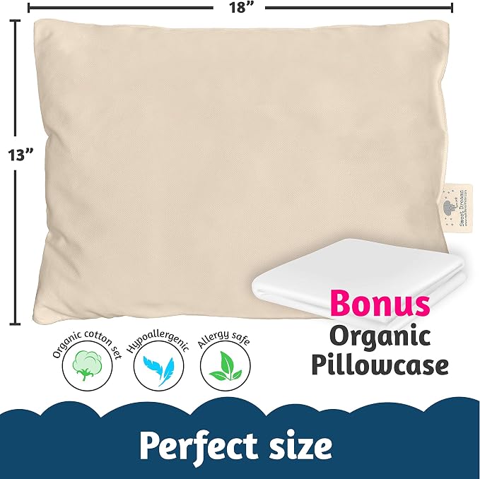 Organic Toddler Pillow Made in the USA and Organic Cotton Pillowcase - Image 7