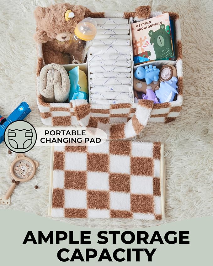 Checkered Diaper Caddy Organizer - Image 3