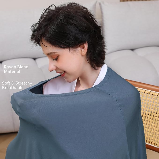 Nursing Cover for Breastfeeding, 360°Full Coverage Nursing Poncho, Rayon Soft & - Image 4
