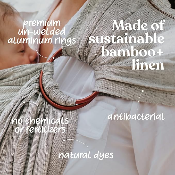 Nalakai Luxury Ring Sling Baby Carrier, Soft Linen Blend Baby Sling, Baby Wrap - Image 8