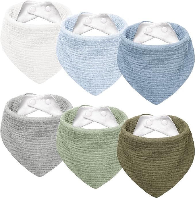 Susurration Muslin Baby Drool Bibs 6Pack Soft Triangular Adjustable Baby by Susurration