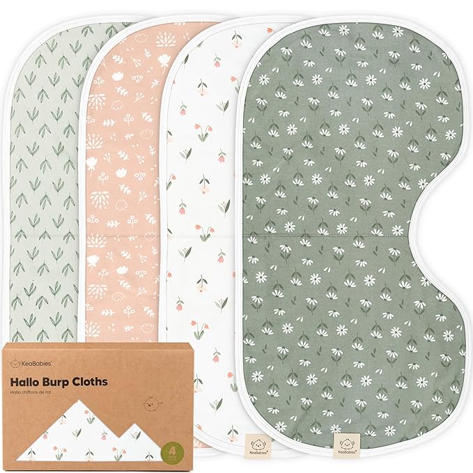 KeaBabies 4-Pack Baby Burp Cloths Baby Girl, Boy by KeaBabies