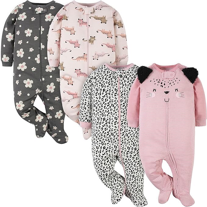 Gerber Baby Girls 4 Pack Sleep 'N Play Footie by Gerber