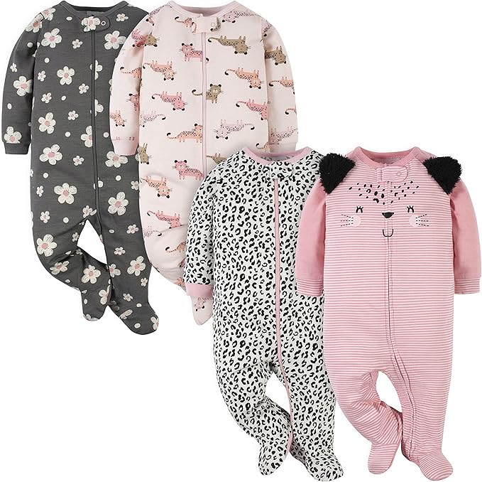 Gerber Baby Girls 4 Pack Sleep 'N Play Footie by Gerber
