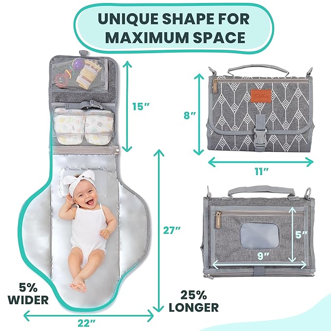 Portable Changing Pad for Baby Shower Gifts & New Mom Gifts, Travel Diaper - Image 3