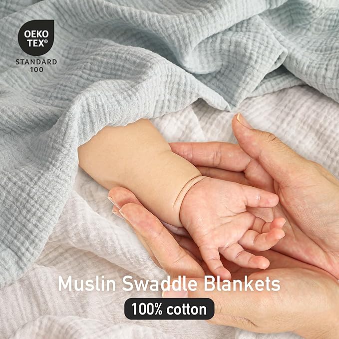 Muslin Swaddle Blankets for Newborn, 3 Pack Breathable Soft Receiving Blanket - Image 2