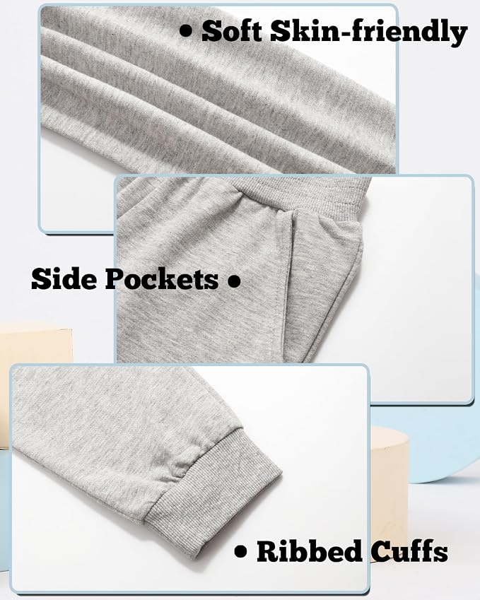 GFQLONG 2/3 Pack Toddler Pants Sweatpants Boys Cotton Joggers, Athletic Pull on - Image 3