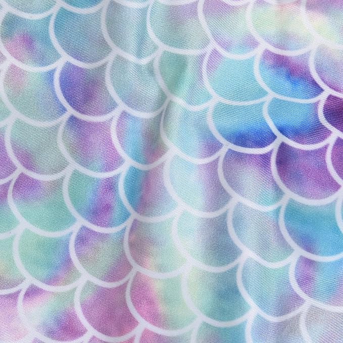 Toddler Girl Baby Ruffles Mermaid Fish Scale Swimsuit One Piece Swimwear - Image 7