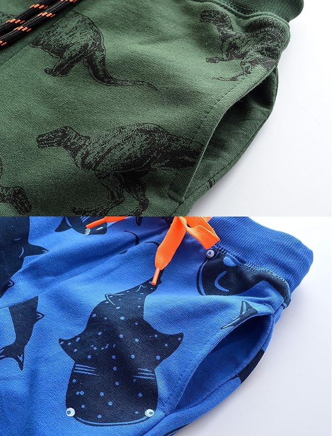 HUAER& Baby Boy's Jogger Pants Dinosaur Car Animal Print Drawstring Elastic - Image 4