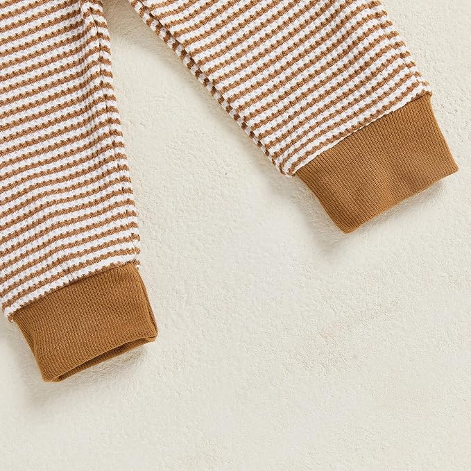 Toddler Baby Boy Fall Clothes Waffle Outfit Long Sleeve Color Blocking - Image 5