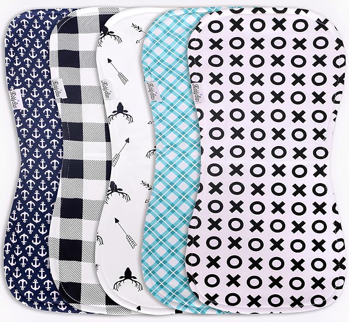 5-Pack Organic Cotton Burp Cloths – Large, Ultra-Soft 3-Layer Towels by KiddyStar%C2%AE