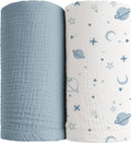 Konssy Muslin Swaddle Blankets for Boys Girls, 2 Pack Receiving Baby Blanket by Konssy