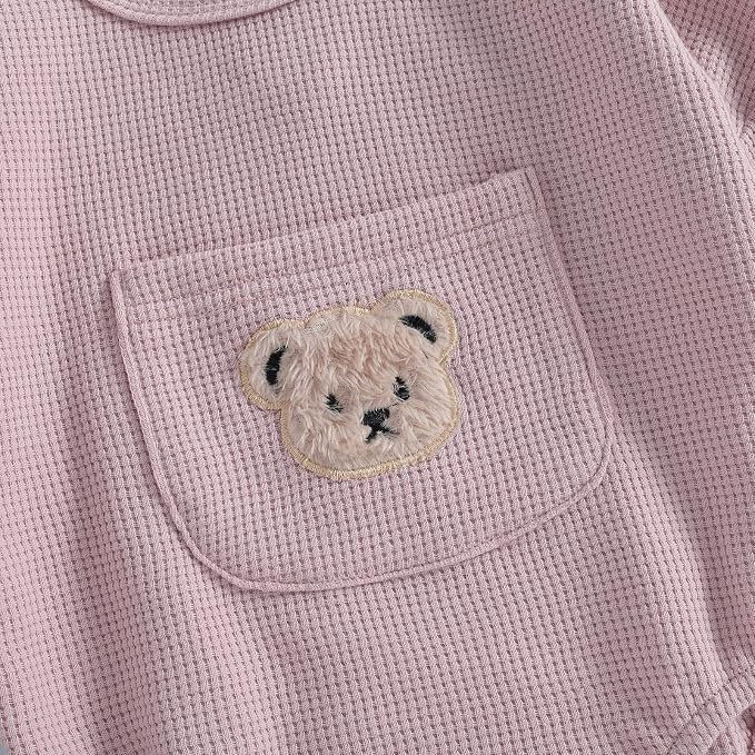 Douhoow Cute Baby Sweatshirt Romper Waffle Knit Baby Clothes Infant Girl Boy - Image 3