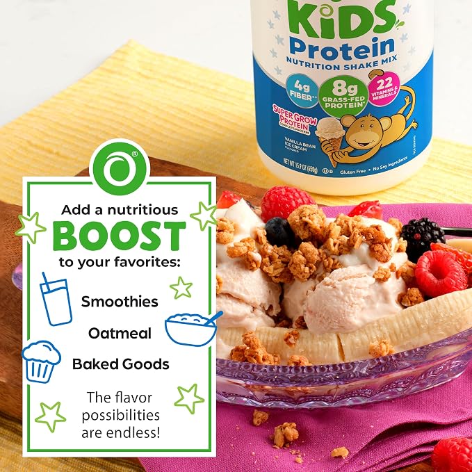 Orgain Kids Protein Powder Shake Mix, Vanilla Bean Ice Cream - 8g Grass-Fed - Image 6
