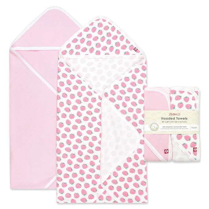 Zutano Hooded Baby Towels, Organic Cotton Baby Bath Towel, Ultra Soft and by Zutano