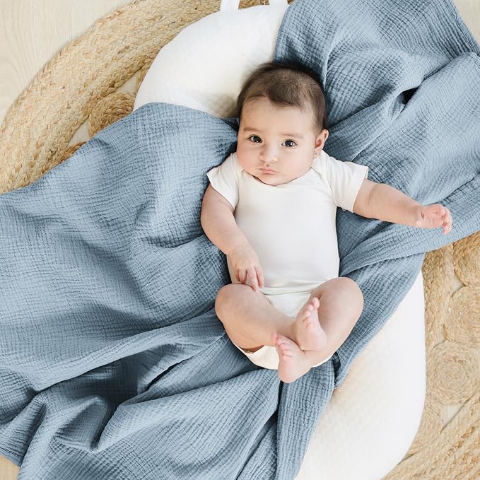 Konssy 2 Pack Muslin Swaddle Blankets, 100% Cotton Receiving Blanket Large 47 x - Image 4