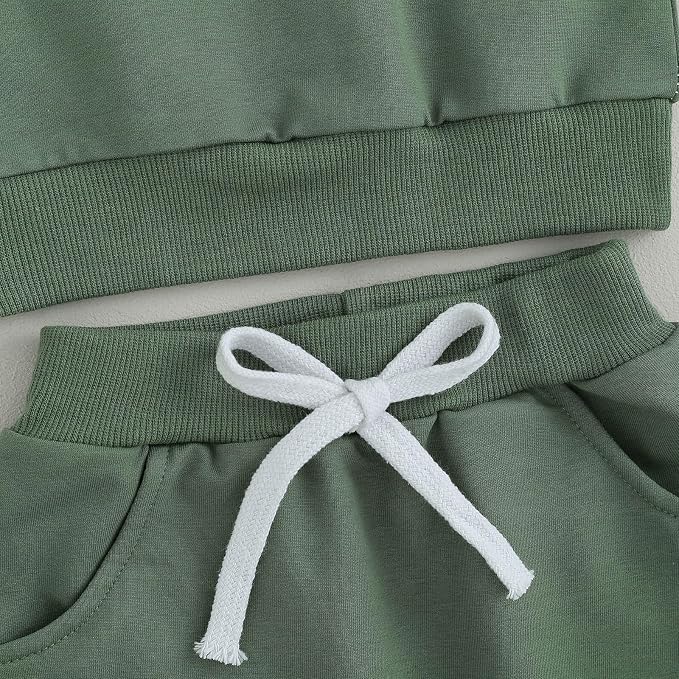 Toddler Baby Boy Fall Clothes Waffle Contrast Color Sweatshirt Pants Sets - Image 7