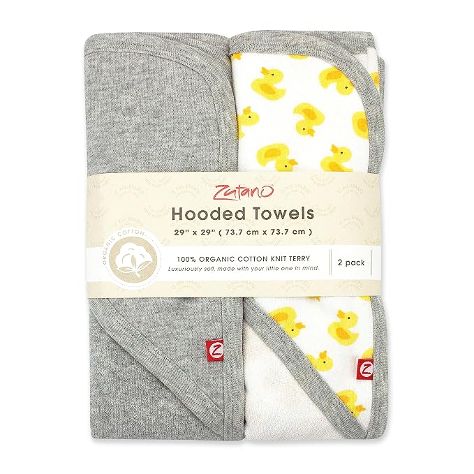Zutano Hooded Baby Towels, Organic Cotton Baby Bath Towel, Ultra Soft and - Image 2