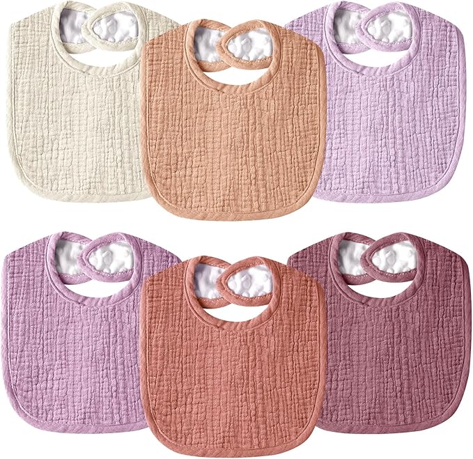 Muslin Baby Bibs for Unisex Boys Girls, Cotton Drool Bibs, Adjustable Newborn by WRRERNSIN